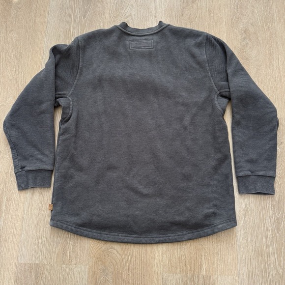LL BEAN Waffle Fleece Henley Mens Large Gray Sherpa Lined Thermal Shirt - Picture 10 of 10